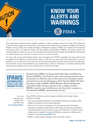 FEMA Know Your Alerts and Warnings image